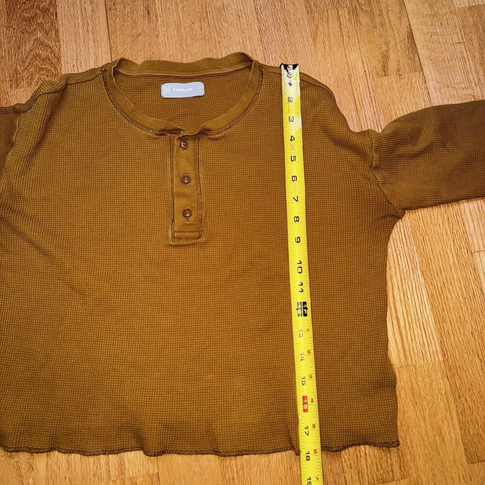 Everlane Women’s Organic Cotton Waffle Henley Long Sleeve Top Orange Brown S - Picture 9 of 16